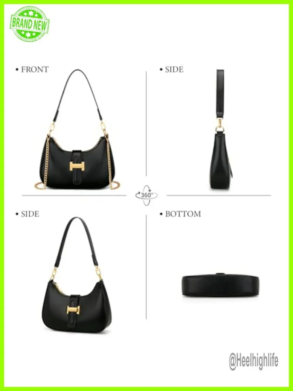 Small Vegan Leather Hobo Handbag with Removable Strap